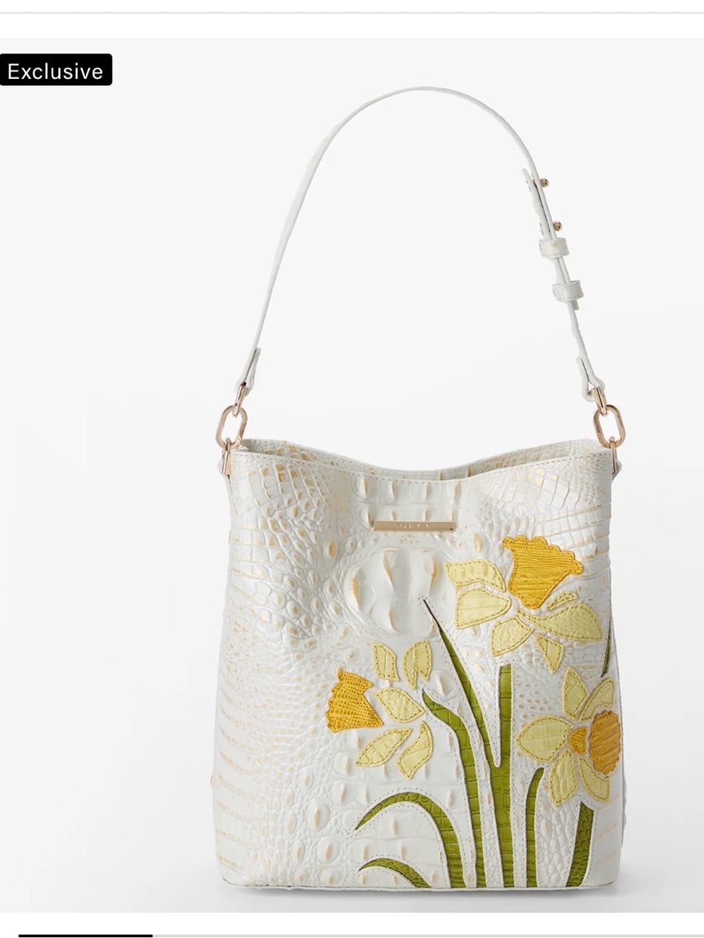 Brahmin Celina Bucket Bag in White Sunlit
